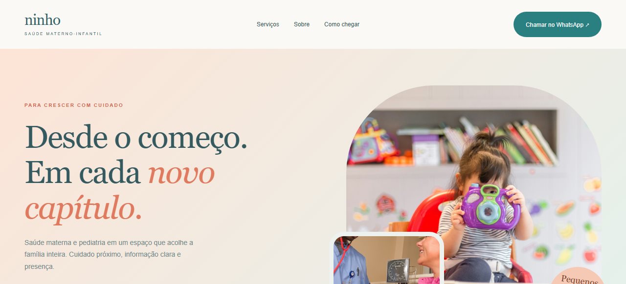 Exemplo de página Íris: Ninho, saúde materno-infantil