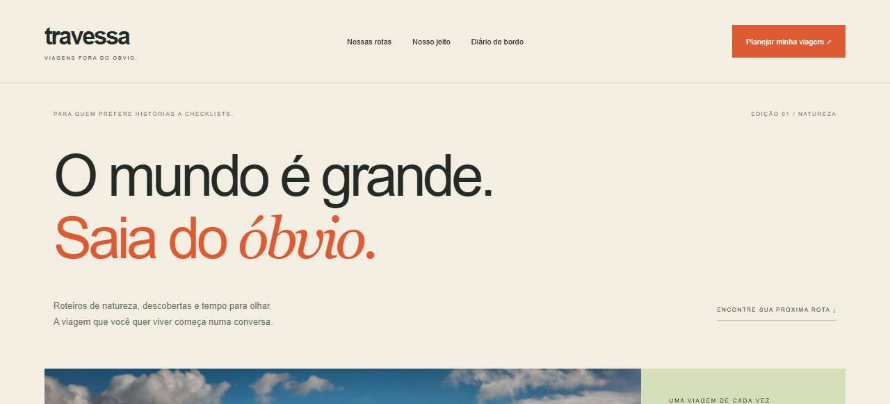 Página inicial do site Travessa